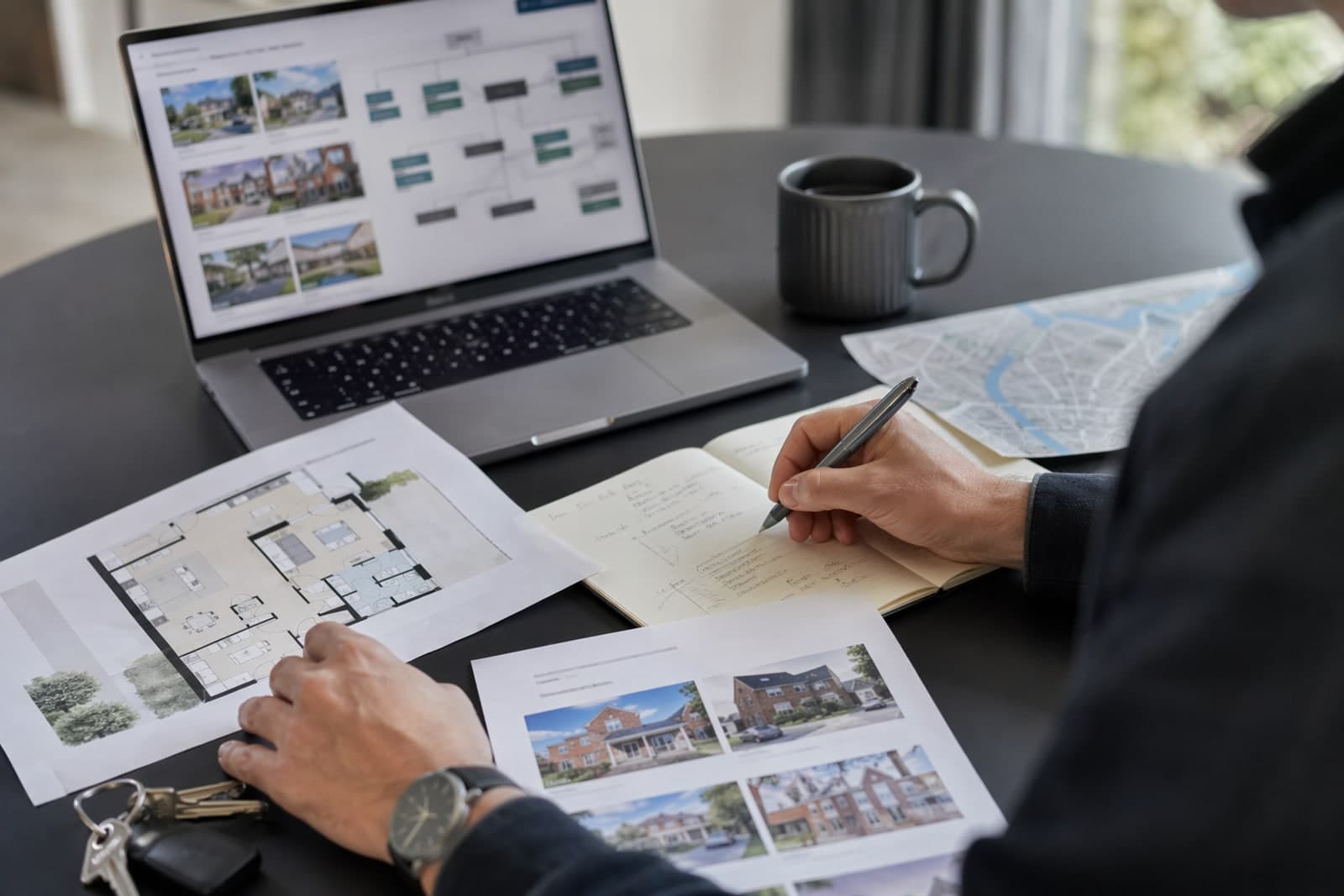 Implementatiedesk met vastgoeddata, floorplan en koppelingen