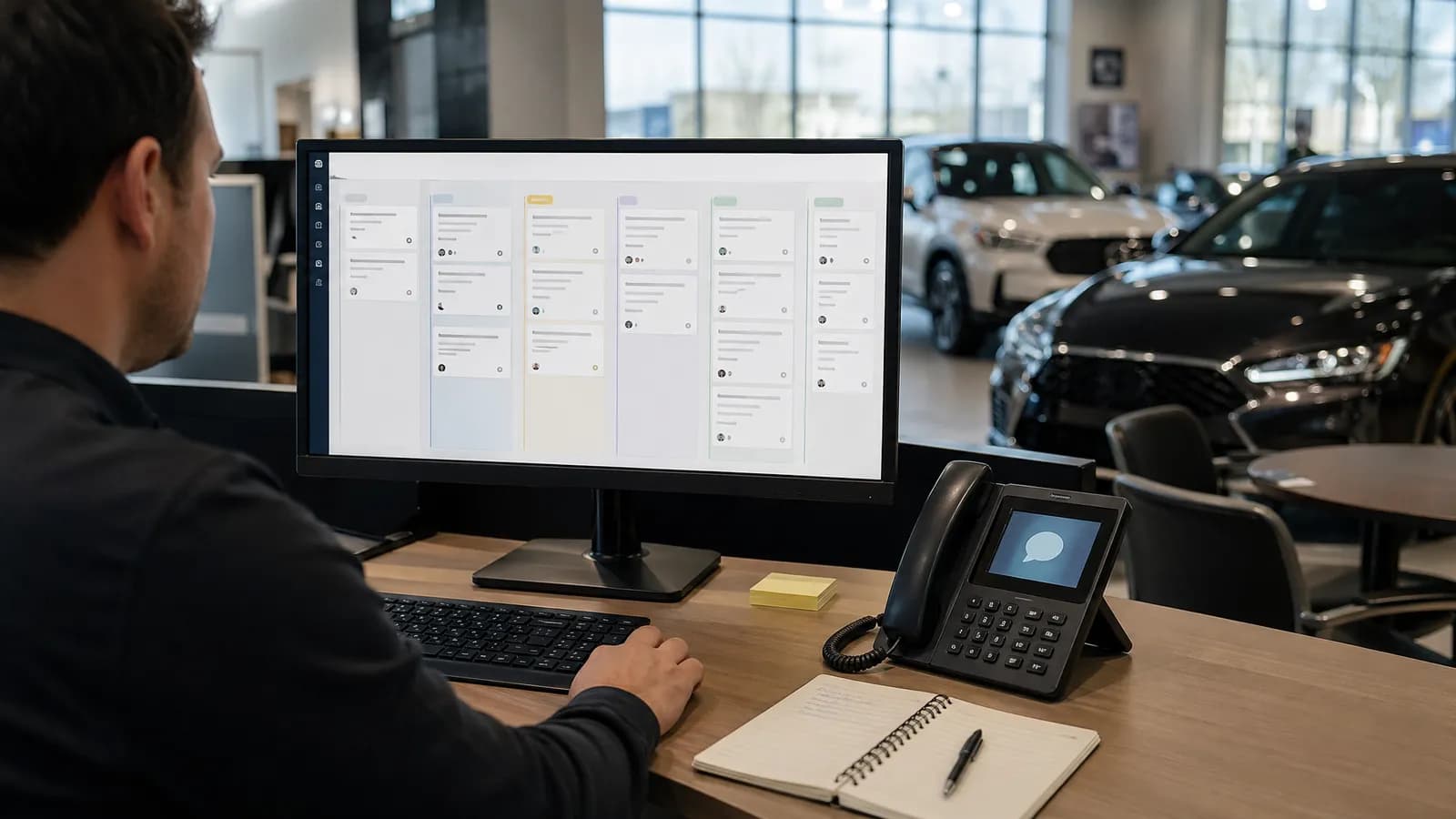 CRM- en agenda-overzicht voor chatleads in autobedrijf.