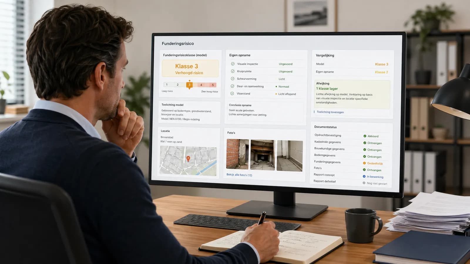 Taxateur vergelijkt funderingsrisico met dossierdata