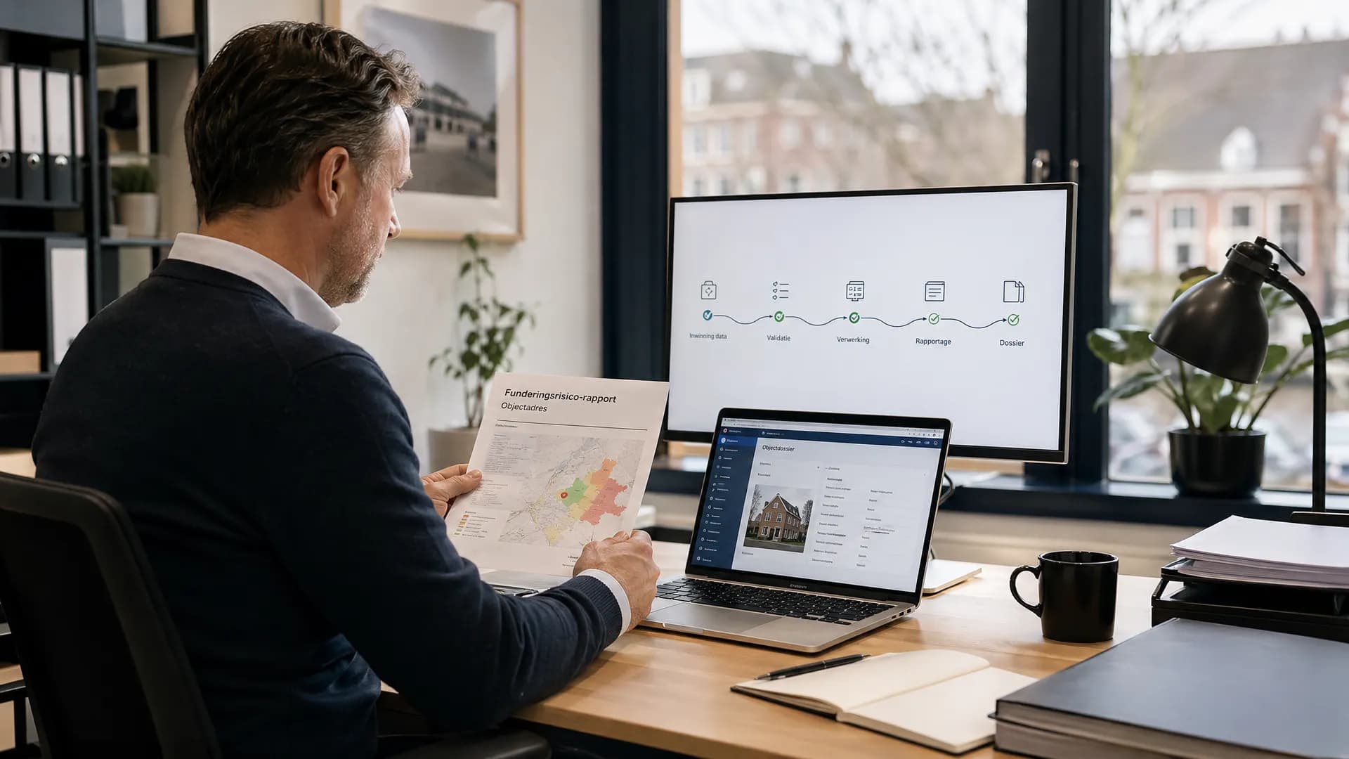Taxateur bekijkt funderingsdata in objectdossier