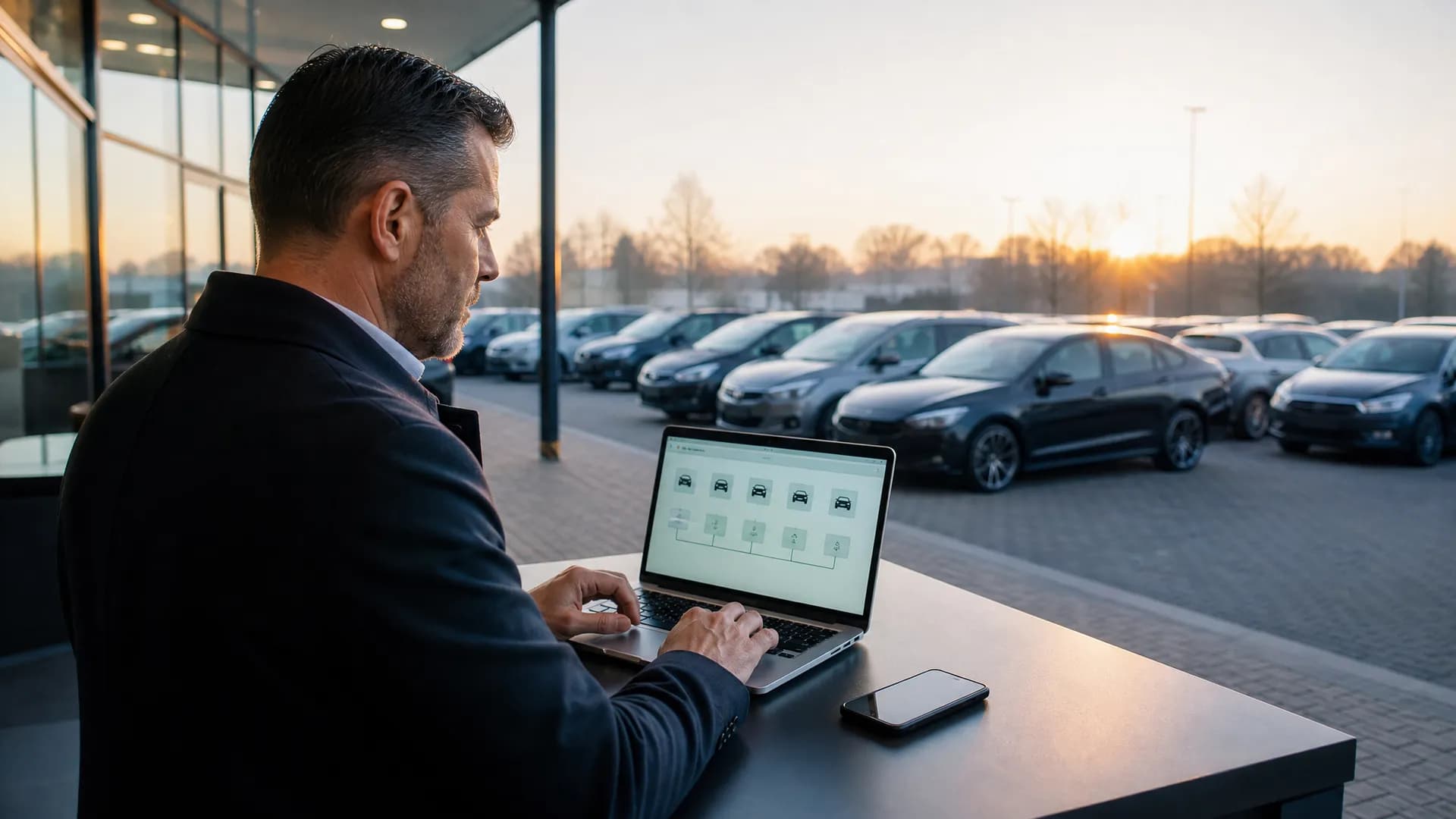 Occasiondealer bekijkt voorraadflow voordat auto's online staan