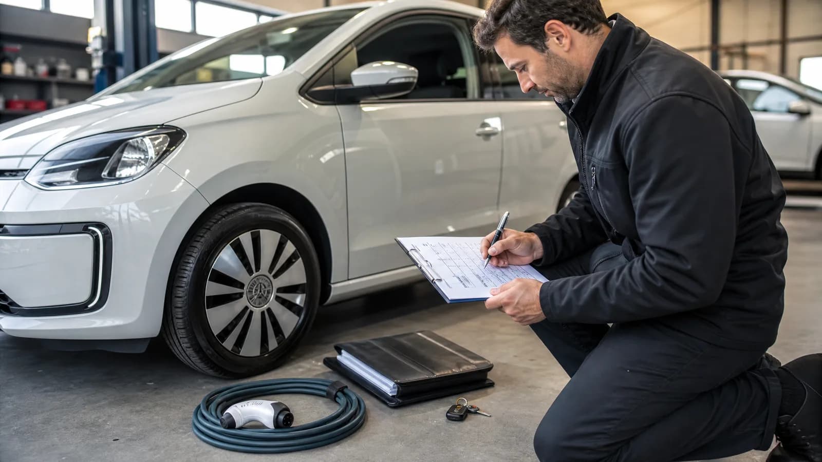 Controlechecklist bij elektrische stadsauto voor verkoop