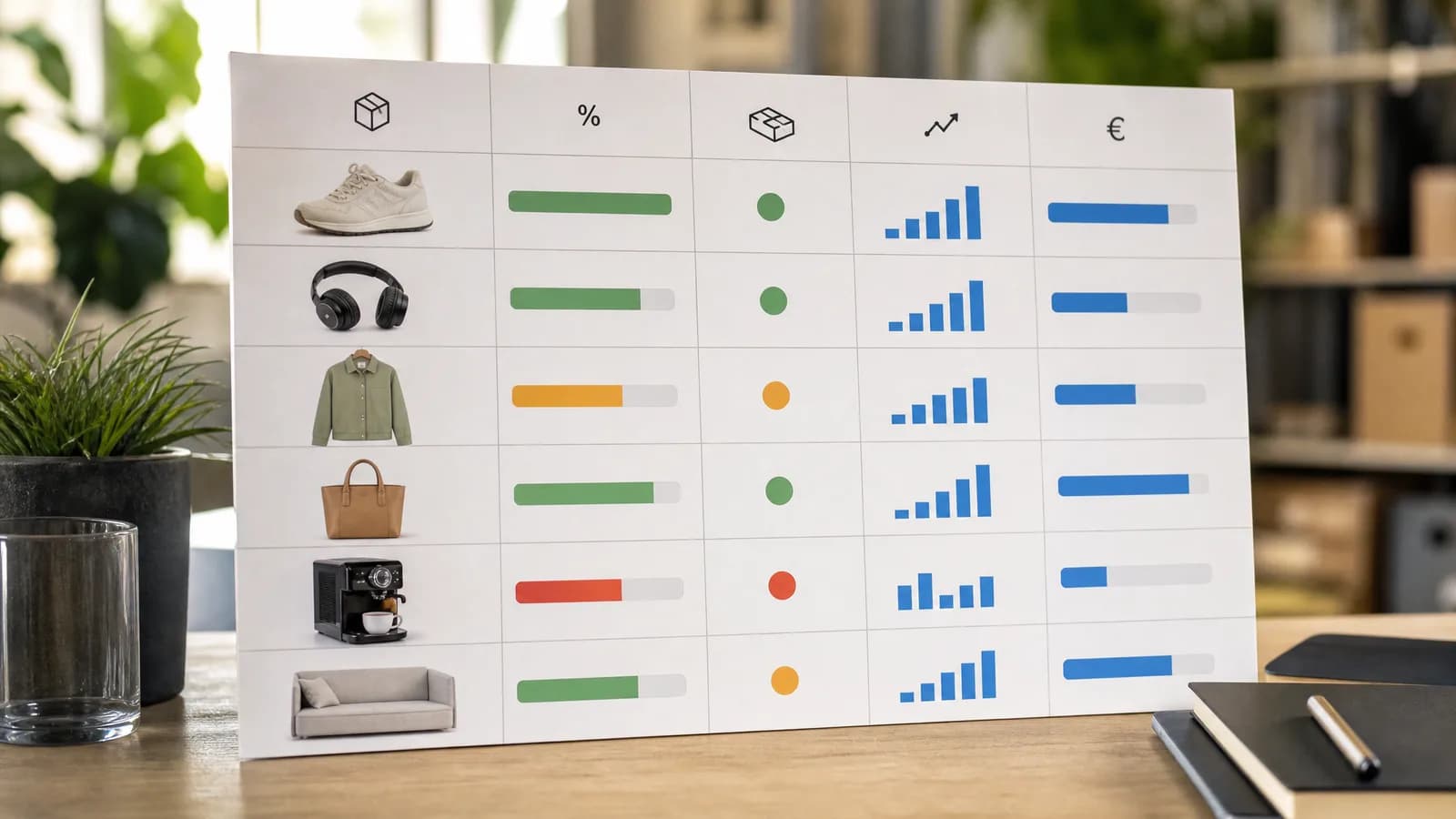 Beslismatrix voor ecommerce Google Ads met marge, voorraad en budgetfocus