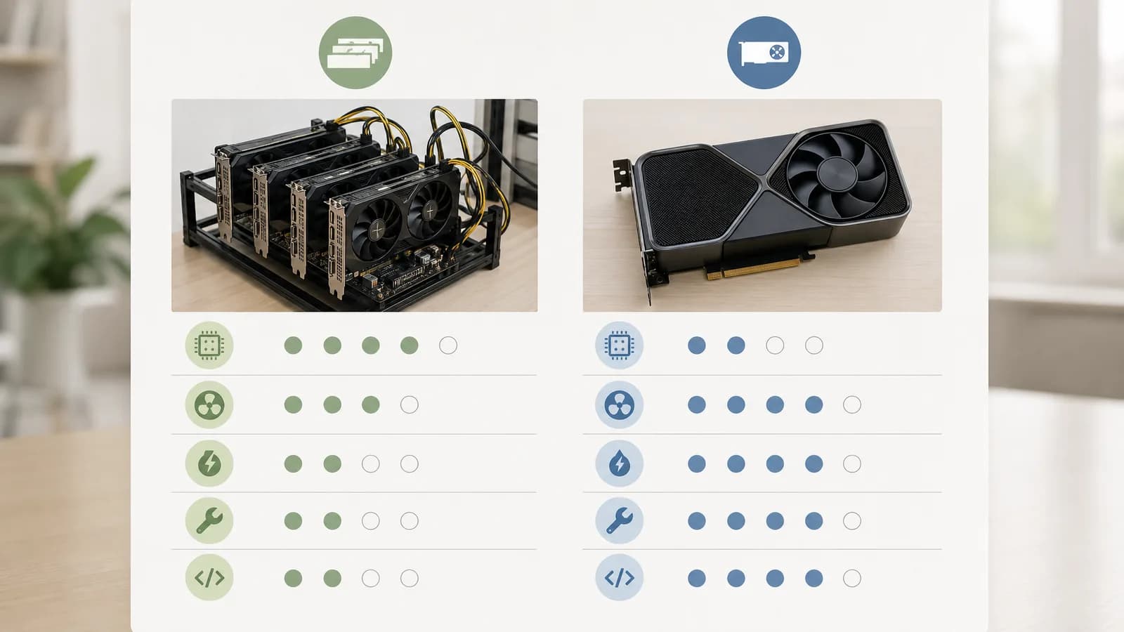 Vergelijking van beslisfactoren bij meerdere GPU’s versus één krachtigere GPU