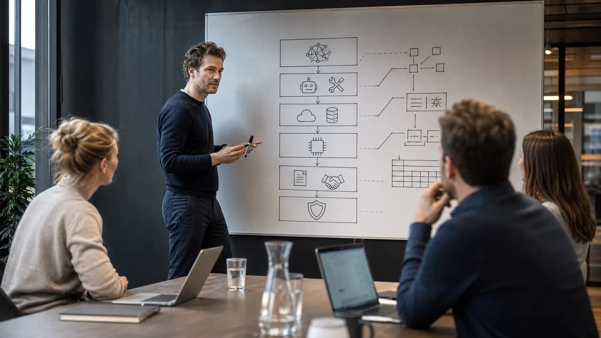 AI-roadmap als afhankelijkheidskaart met kapitaal, chips, compute en rechten