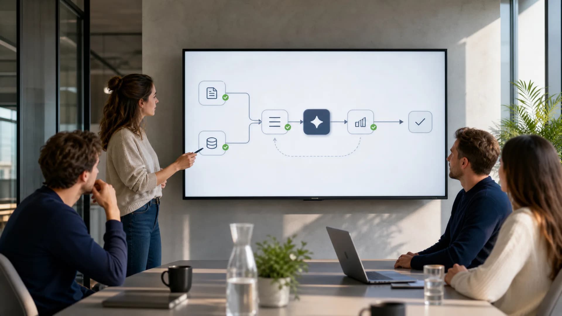 Productteam bekijkt een vereenvoudigde AI-agent workflow met minder tools.