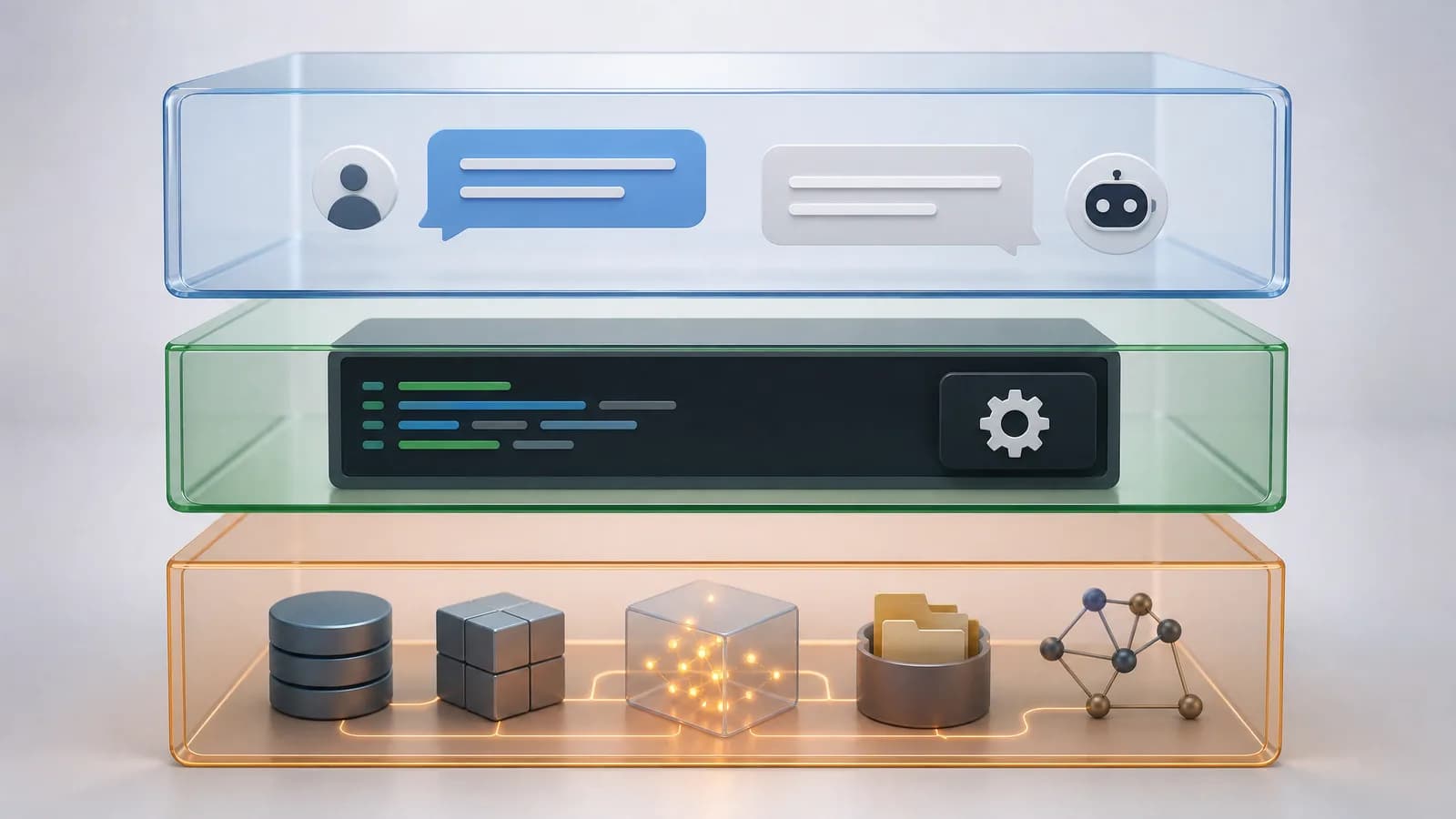 Vergelijking tussen chatvenster, code-uitvoering en stateful sandbox voor AI-agents.