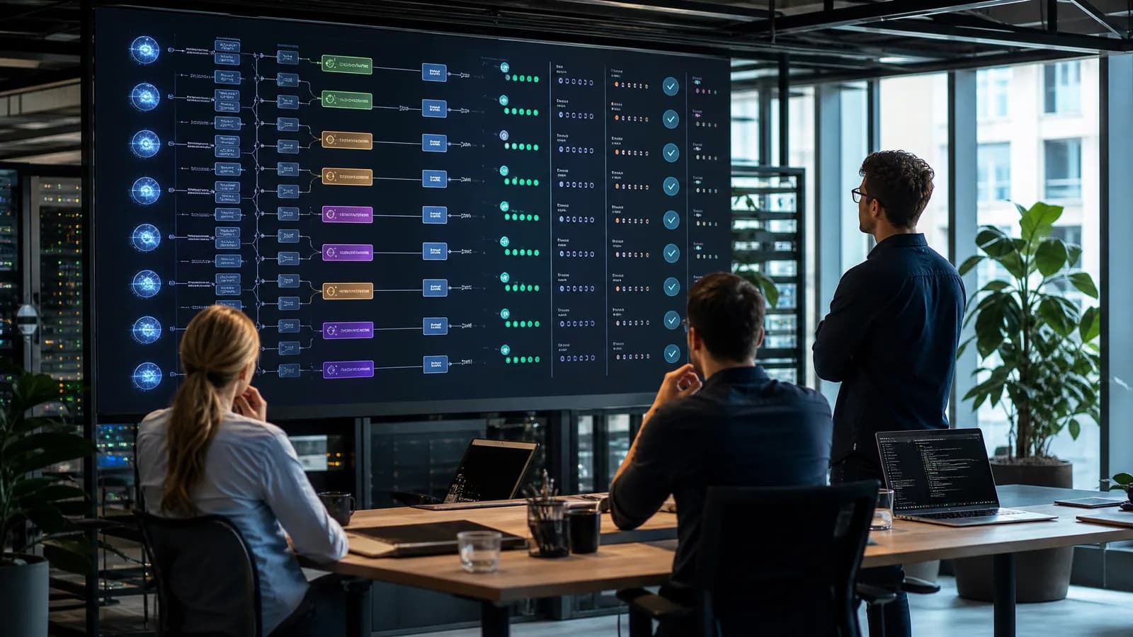 Parallelle AI-agenttaken met resource-limieten, logging en evaluatiechecks.