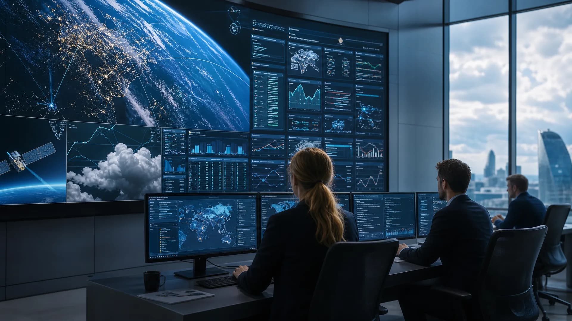 AI-team dat aardobservatiedata, cloudinfrastructuur en satellietdatastromen analyseert