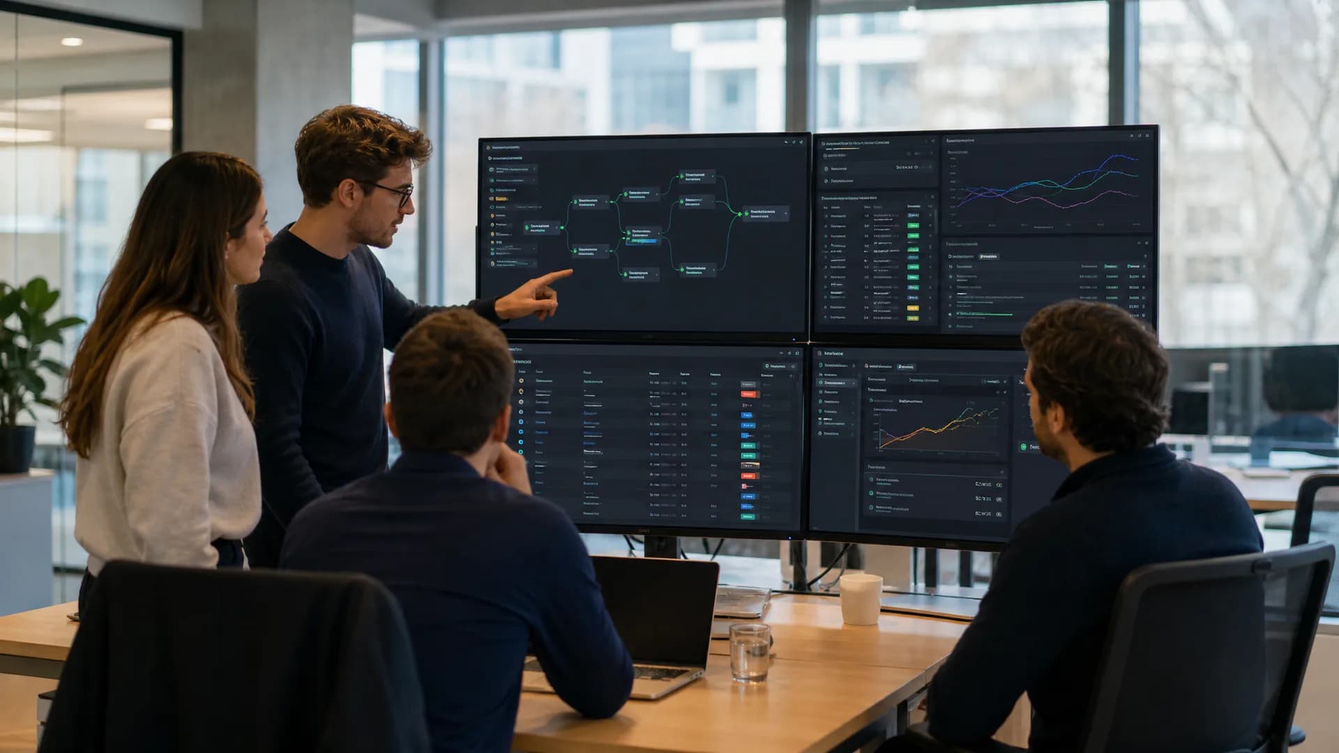 AI-productteam bekijkt productie-infrastructuur, evaluaties en modelversies voor een enterprise-AI-systeem