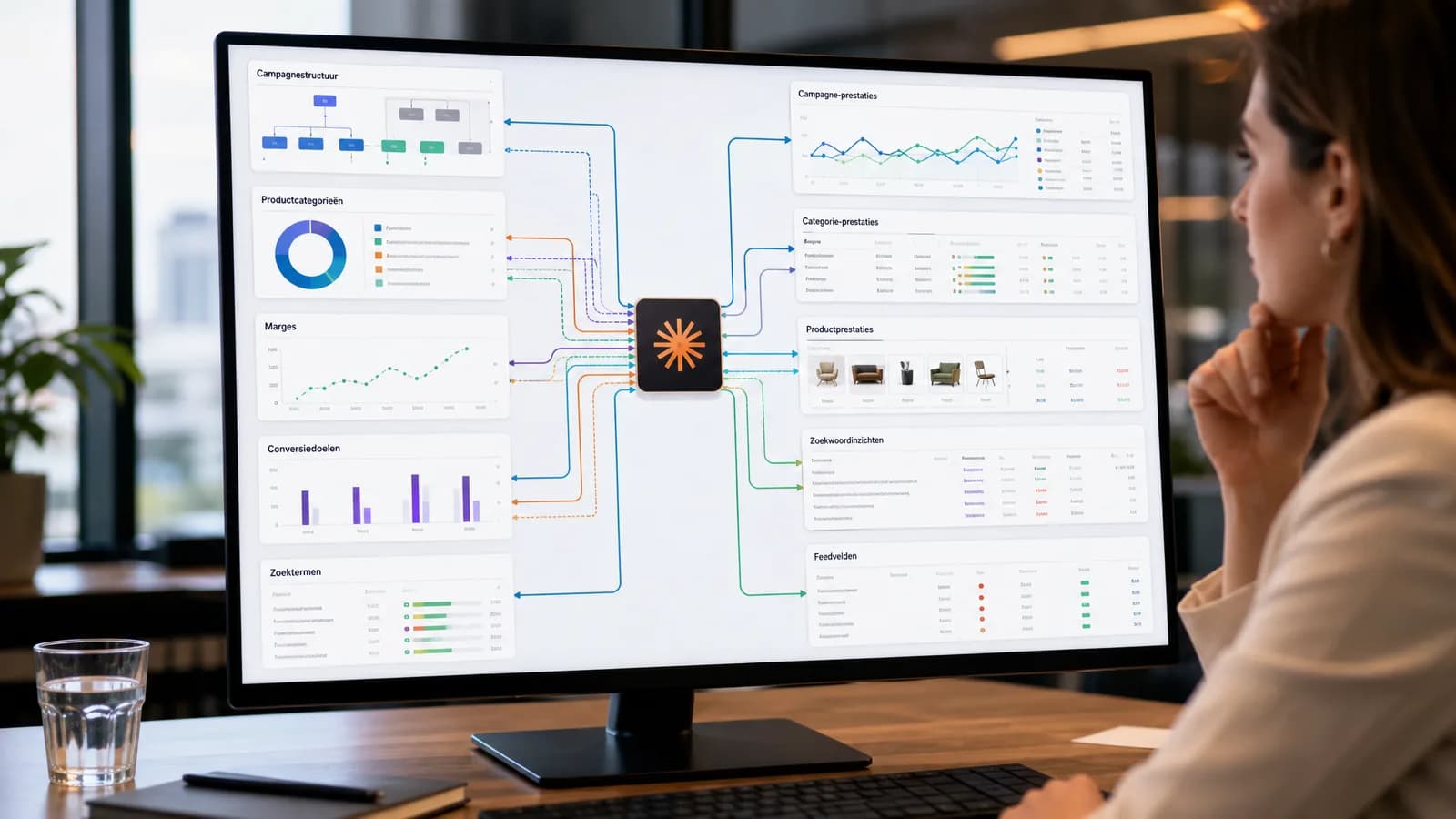 Overzicht van databronnen voor een Google Ads-diagnose met Claude.