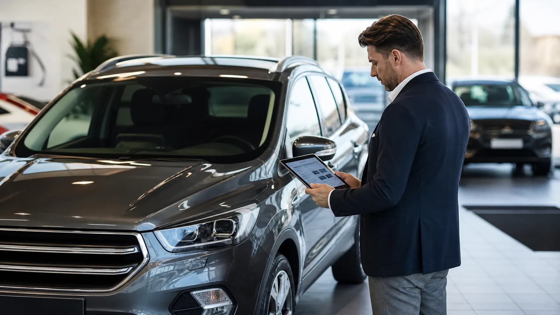Occasiondealer beoordeelt bouwjaar en uitrusting van een SUV