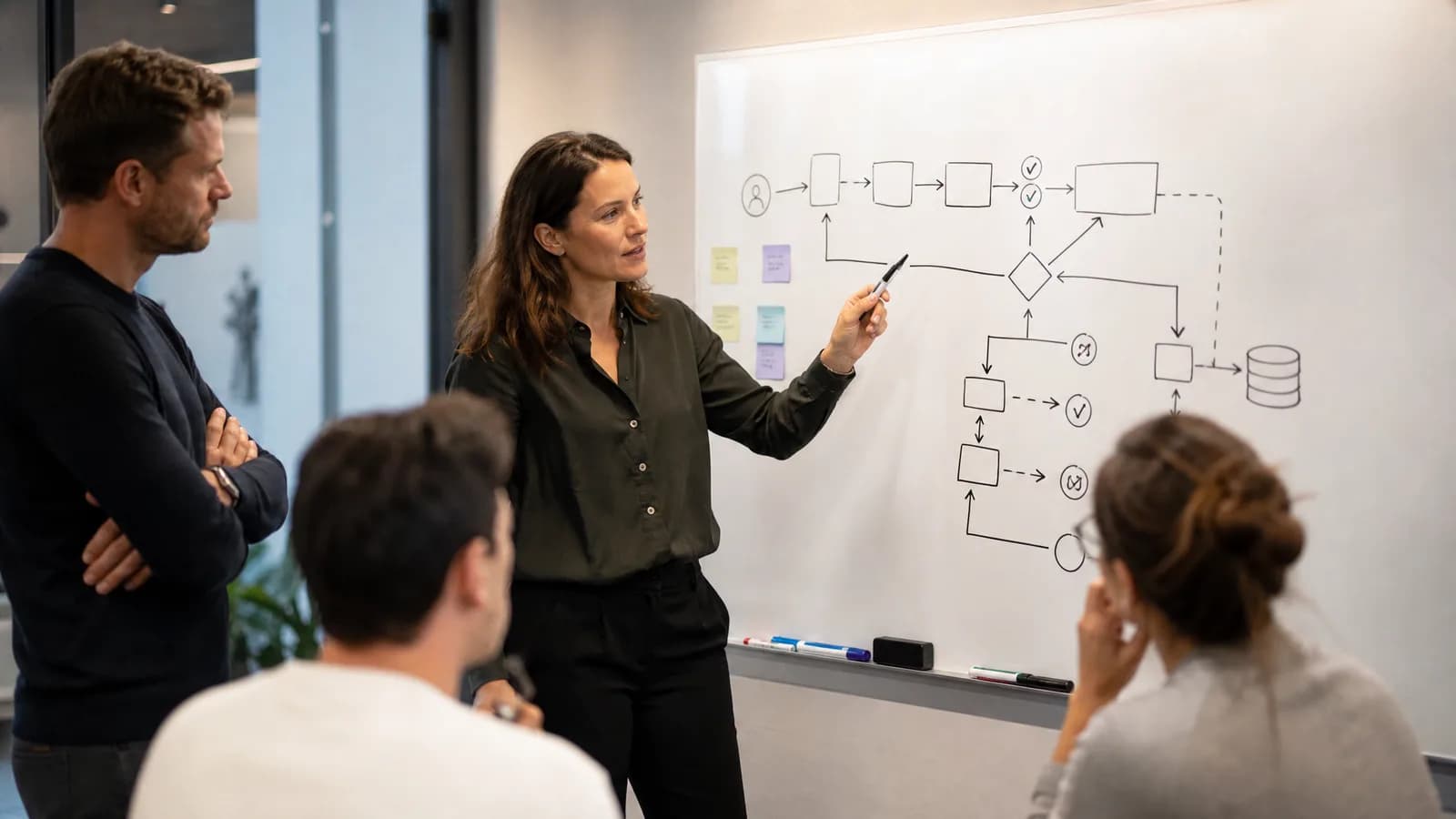 Agentic workflow met controlepunten, retries en menselijke review.