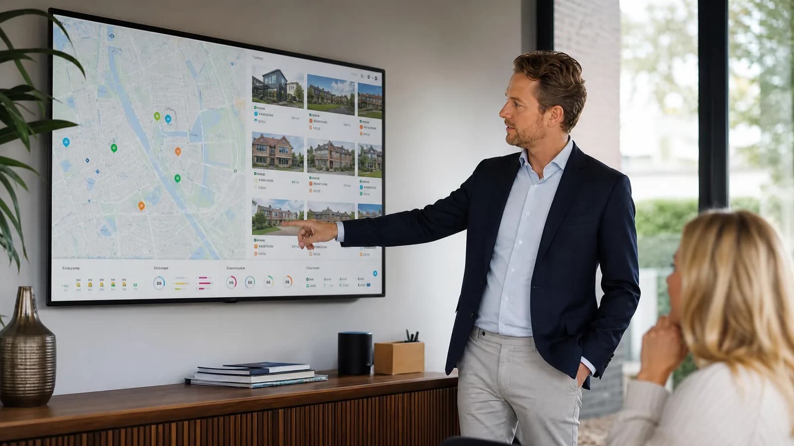 Makelaar analyseert lokale concurrentie voor een woningverkoop
