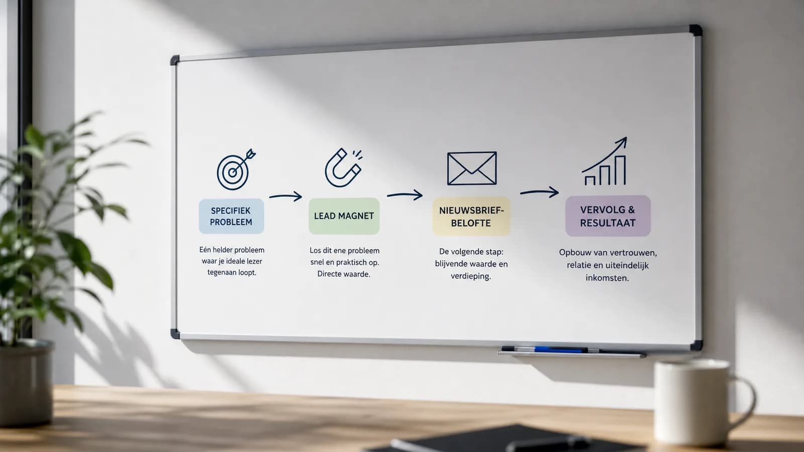 Diagram van een specifieke lead magnet gekoppeld aan een nieuwsbriefbelofte