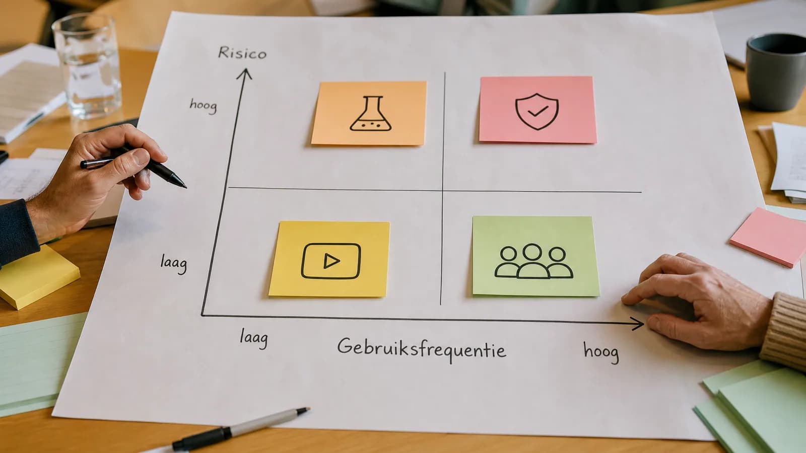 Matrix voor het classificeren van AI-prototypes naar risico en gebruik.