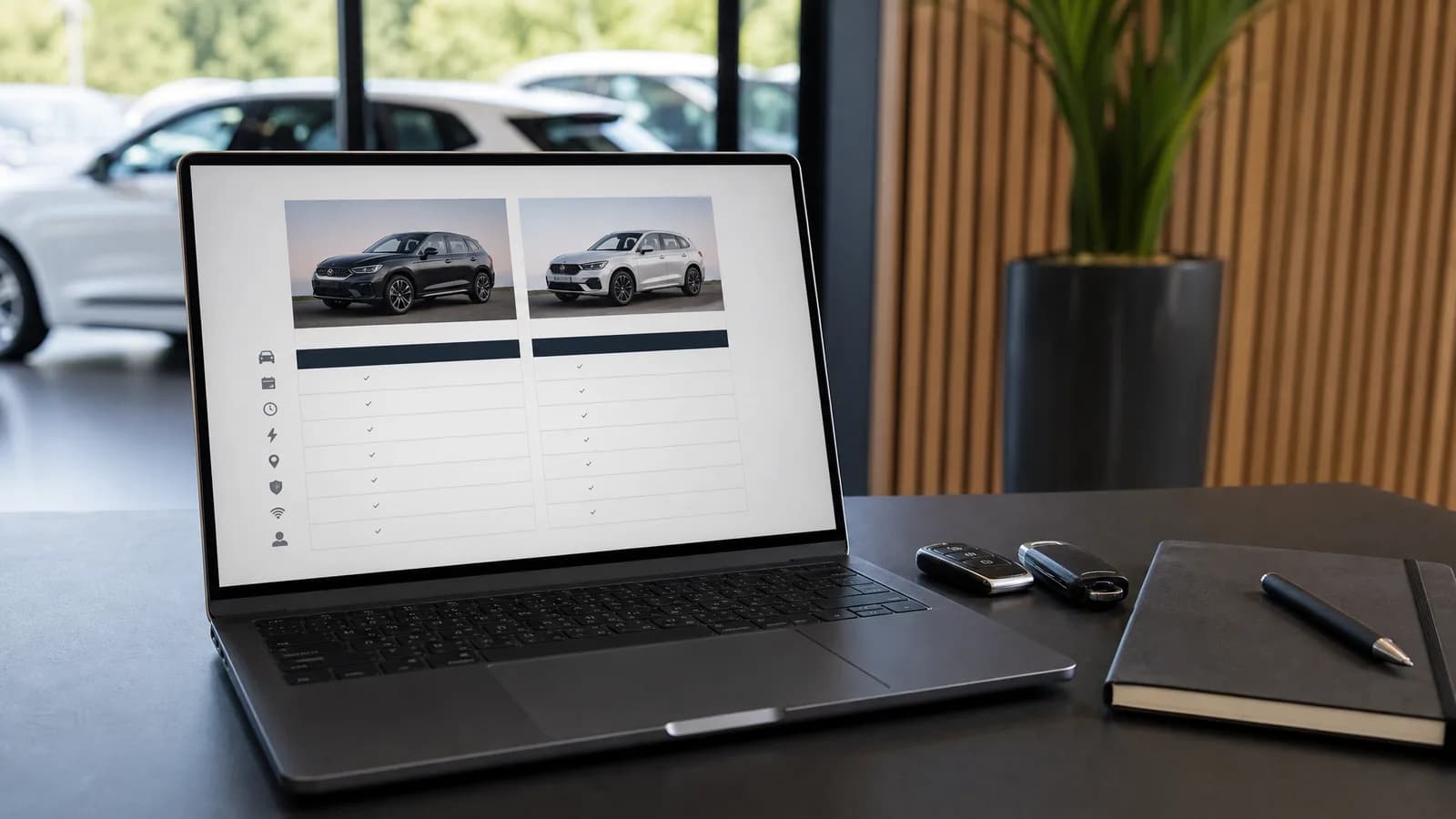 Vergelijkingstabel voor premium EV occasions op een dealerpagina