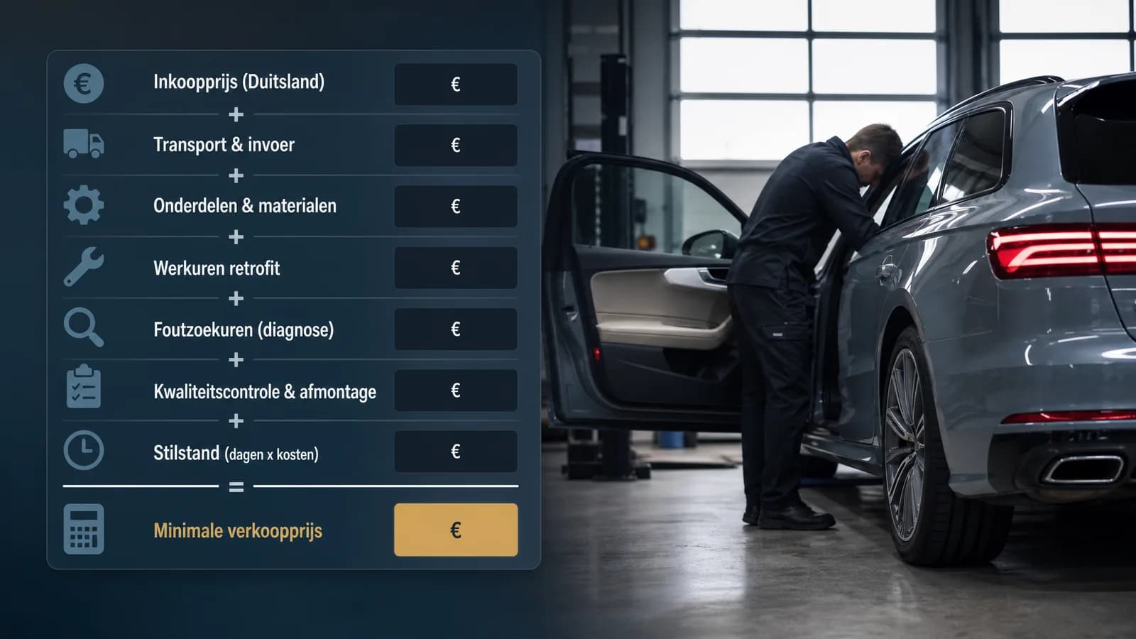 Rekensom voor import en retrofit van een occasion