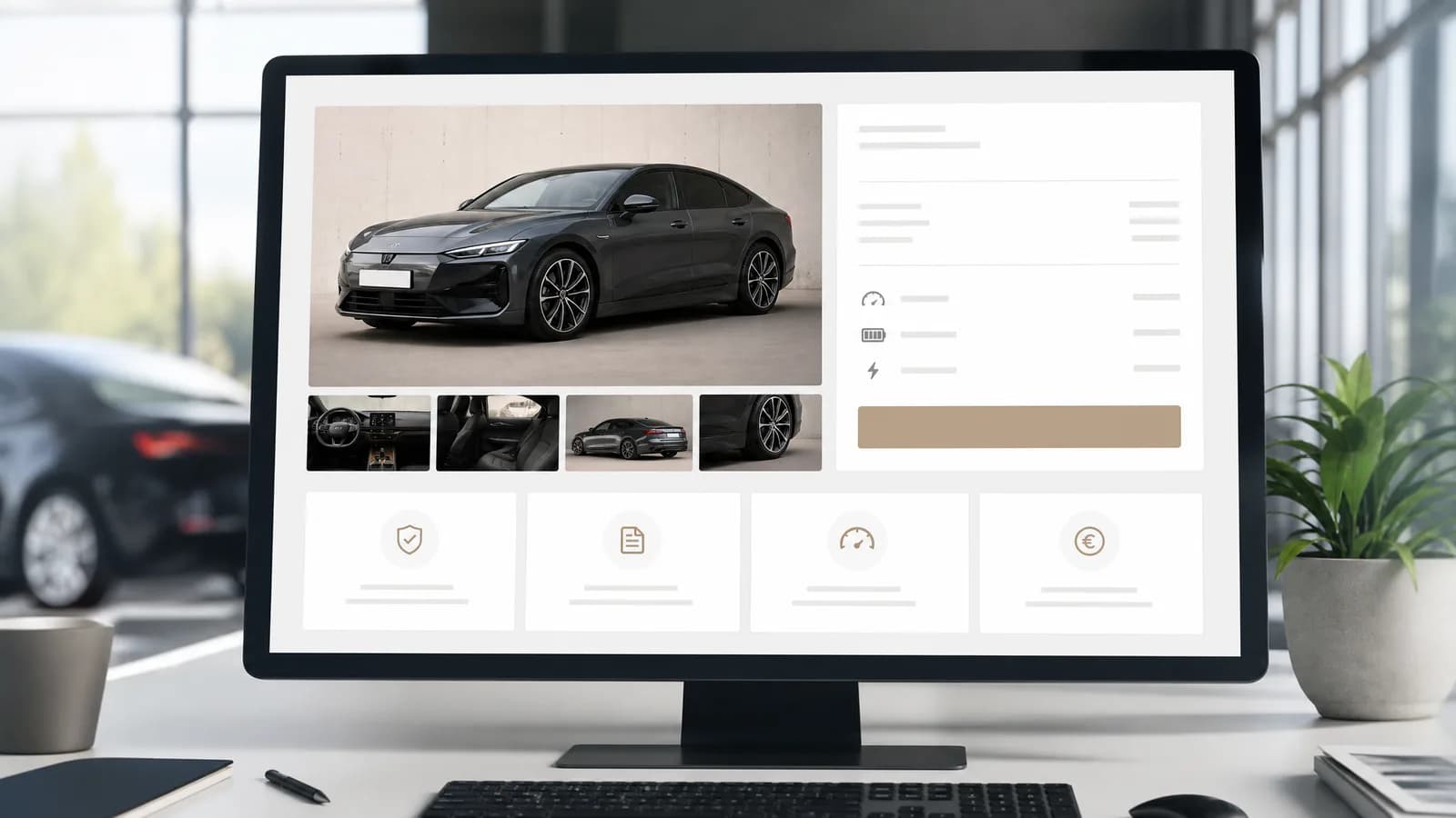 Voorraadpagina met waardeblokken voor een premium EV occasion.