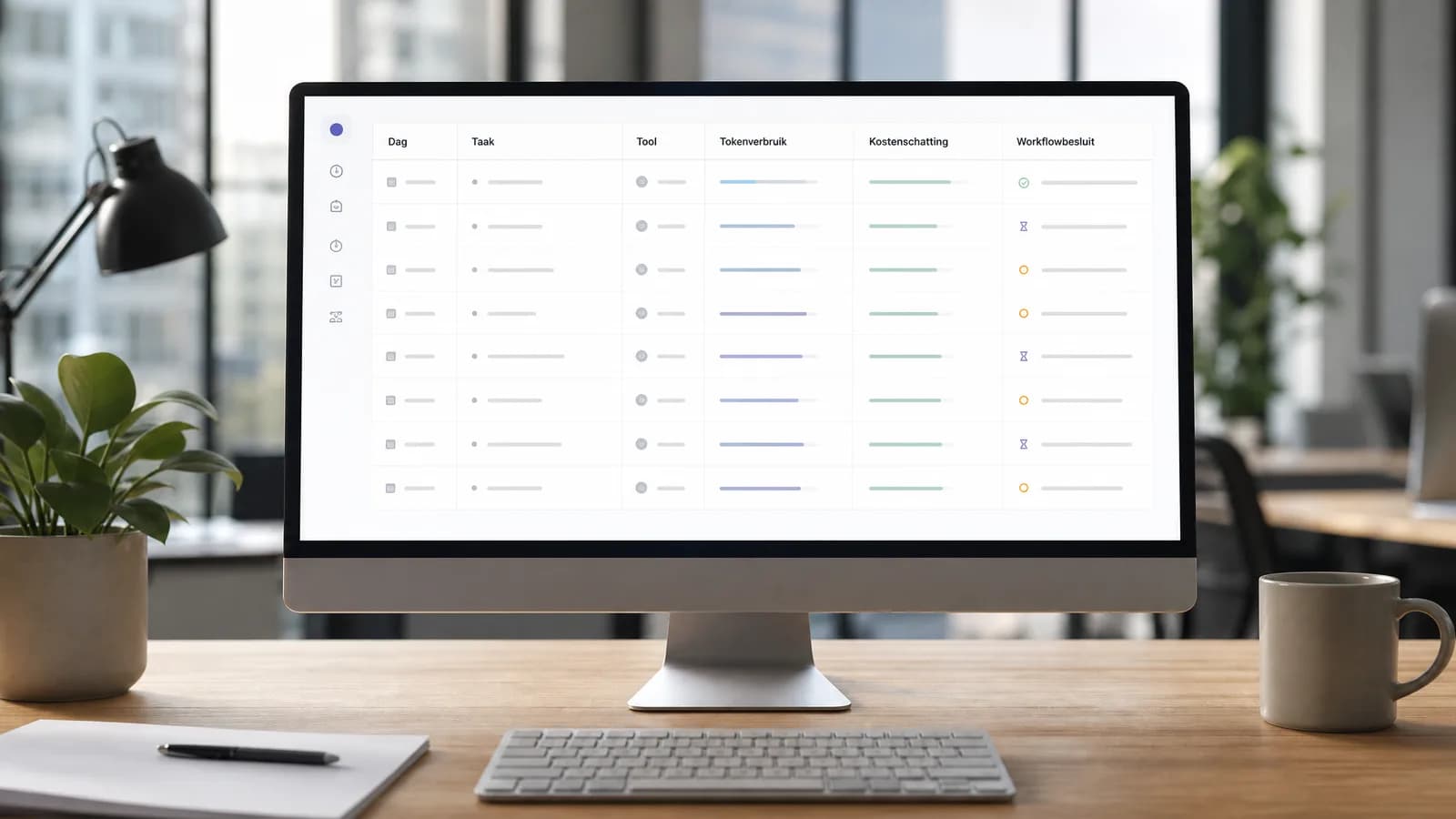 Voorbeeldindeling voor een AI-token dashboard