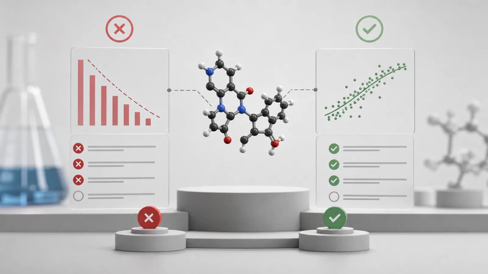 Vergelijking tussen proxy-metric en betere benchmark voor AI-evaluatie